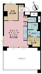 上池台スカイマンション 1LDKの間取図画像