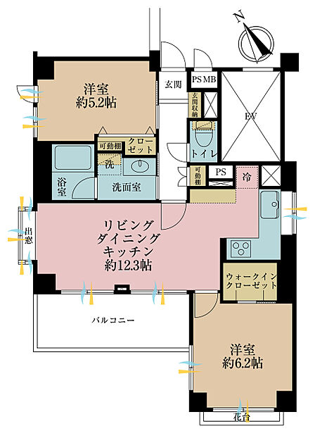 2LDK 間取り