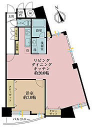シャンボール北新宿 1LDKの間取図画像