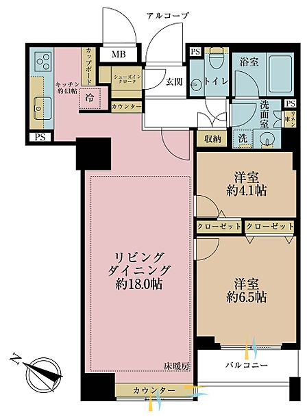 2LDK 間取り