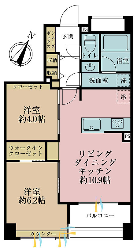 2LDK 間取り
