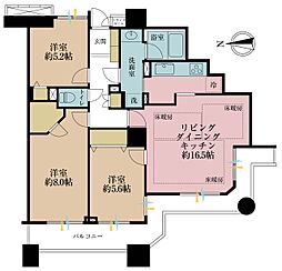 石神井公園ピアレスA棟ザ・タワー 3LDKの間取図画像