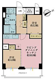 キョウエイハイツ田町 2LDKの間取図画像