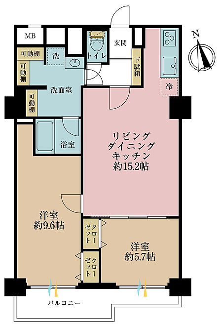 2LDK 間取り