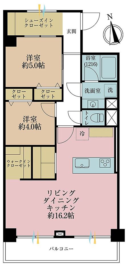 2LDK+S(納戸)、専有面積67.55m2、バルコニー面積6.84m2
