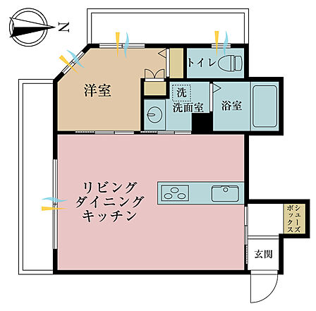 1LDK、専有面積40.38m2