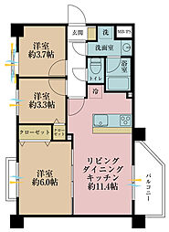 セザール第二北千住 3LDKの間取図画像