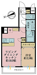 レーベンハイム大塚弍番館 1LDKの間取図画像