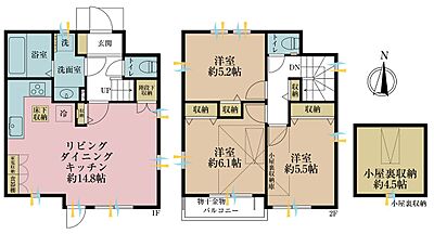 間取り:3LDK、土地面積93.18m2、建物面積74.11m2 間取り:3LDK、土地面積93.18m2、建物面積74.11m2