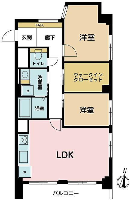 2LDK+S(納戸)、専有面積60.62m2、バルコニー面積6.43m2