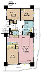 プラウドタワー武蔵浦和ガーデン 2SLDKの間取図画像