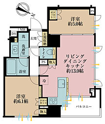シティハウス勝どきステーションコート 2LDKの間取図画像