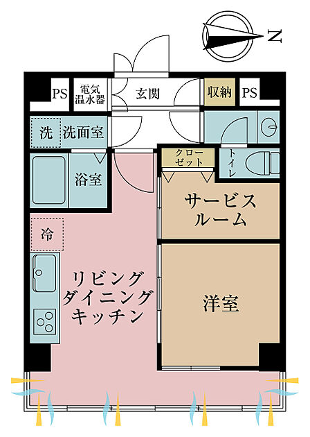 1LDK、専有面積40.32m2