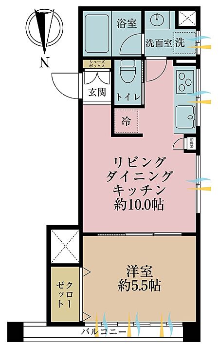 1LDK、専有面積37.37m2、バルコニー面積5.02m2