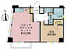間取り：1LDK、専有面積42.34m2、バルコニー面積2.54m2