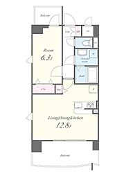 JR埼京線 大崎駅 徒歩8分の賃貸マンション 5階1LDKの間取り