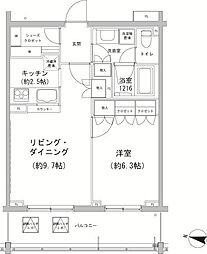 ヒューリックコート雪が谷 1階1LDKの間取り