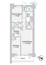 アビティグランデ砧 2LDKの間取図画像