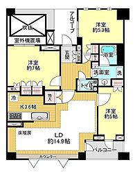 パークハウス玉川岡本 3LDKの間取図画像