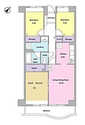 KDXレジデンス東雪谷 3LDKの間取図画像
