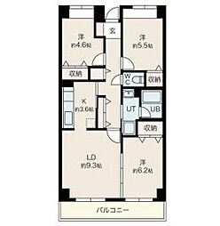 目黒本町マンション 3LDKの間取図画像