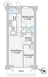 アビティグランデ砧 2LDKの間取図画像