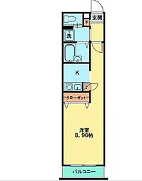 プレーンS金沢八景 1Kの間取図画像