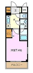 プラティーク海戸 1Kの間取図画像