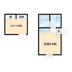 プリマ六番館 ワンルームの間取図画像