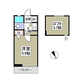 ローズアパート14番館B棟 ワンルームの間取図画像
