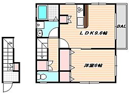 東京メトロ東西線 浦安駅 徒歩7分の賃貸アパート 2階1LDKの間取り