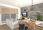 【リフォームプラン例】内装フルリノベーション　別途1000万円要　※画像はLDKのイメージパースです。イメージパースと見積内容が異なる場合、見積りを優先します。