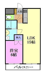 フォリア西川田 1LDKの間取図画像