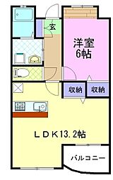 グランディ瑞雲 2LDKの間取図画像
