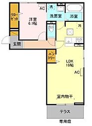 コージーコート 1LDKの間取図画像