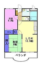 駒西ハイツ2 2LDKの間取図画像