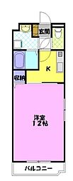 フォレストY&M雀宮B 1Kの間取図画像