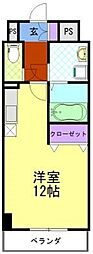 プラナス桜 1Kの間取図画像