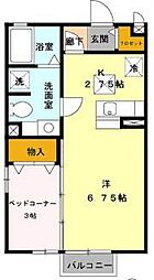 MK14A 1LDKの間取図画像