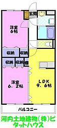 Y&Mアルファ 2DKの間取図画像