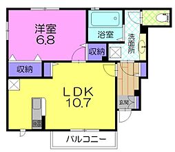 グラン・アズールB 1LDKの間取図画像