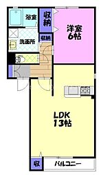 スプレマシーB 1LDKの間取図画像