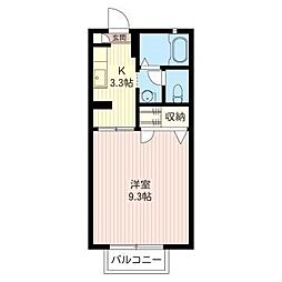 ドムス・ミネB 1Kの間取図画像