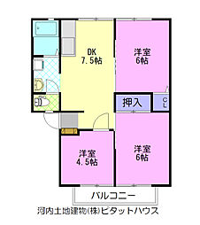 サンビレッジ青山五番館 3DKの間取図画像