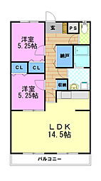 ファミリオNAKAHARA1 2LDKの間取図画像