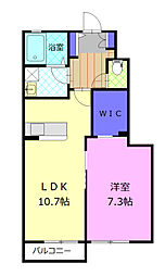 ブルースカイ 1LDKの間取図画像