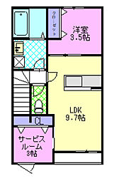 Art  of  Life宝木 1SLDKの間取図画像