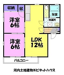 コーポセレナB 2LDKの間取図画像