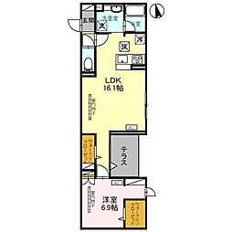 D-GLANZ EAST 1階1LDKの間取り