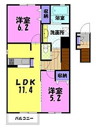 コートヤードA 2LDKの間取図画像